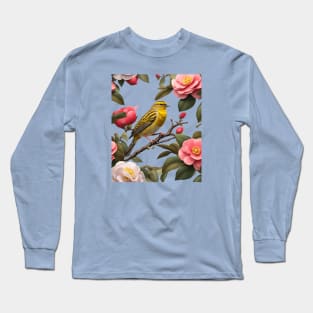 Alabama State Bird Yellowhammer And Camellia Long Sleeve T-Shirt